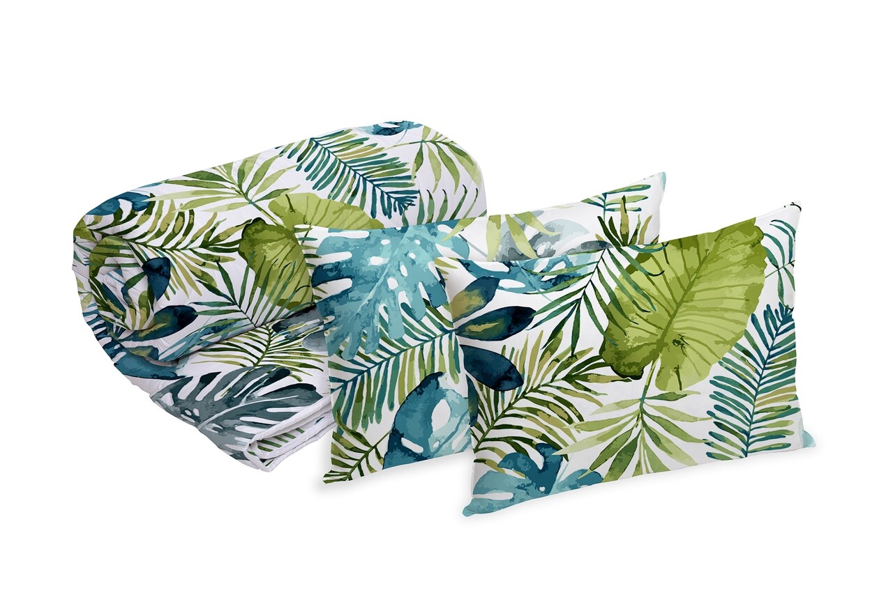 Set Alcam 2 perne microfibra 50x70 cm si pilota matlasata 180x200 cm, Jungle - imagine 6